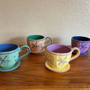 Disney Parks Alice In Wonderland Mad Tea Party Teacup Saucer Mugs - set of four